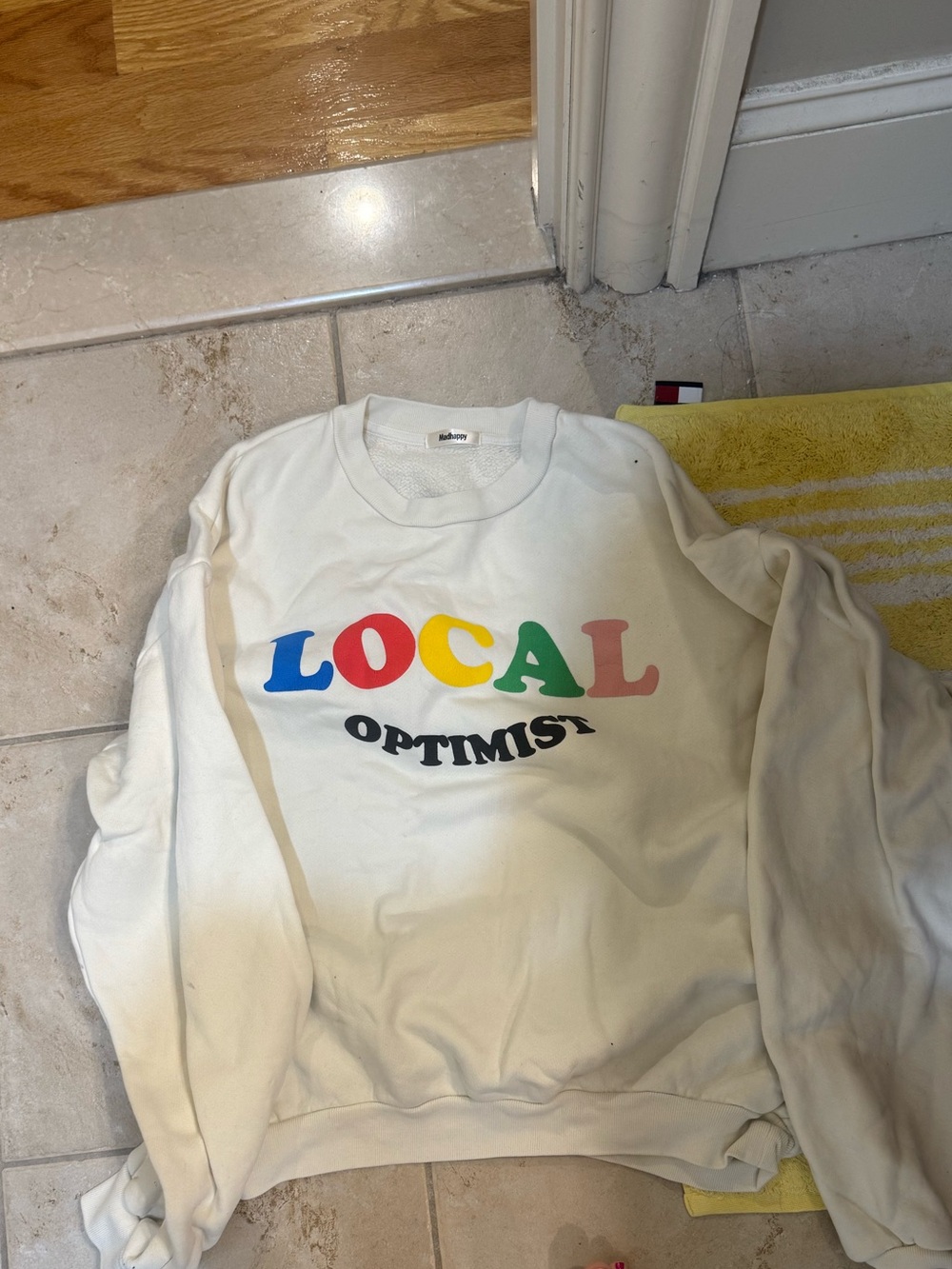 Madhappy White 'LOCAL' Multicolor Graphic Crewneck